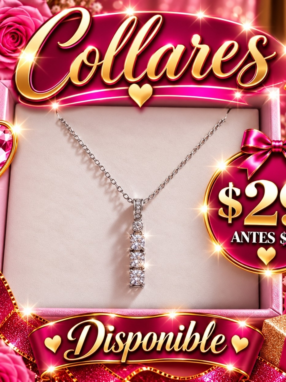 Sterling Silver Crystal Pendant Necklace - Silver